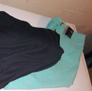 Tummy control mid rise Capri greenish blue